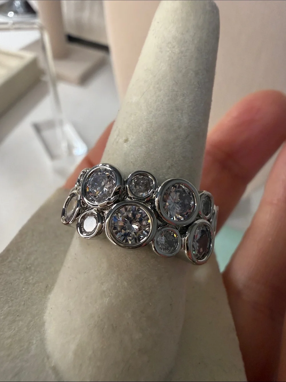 Sterling Multi-Stone Clear Crystal Stackable Ring
